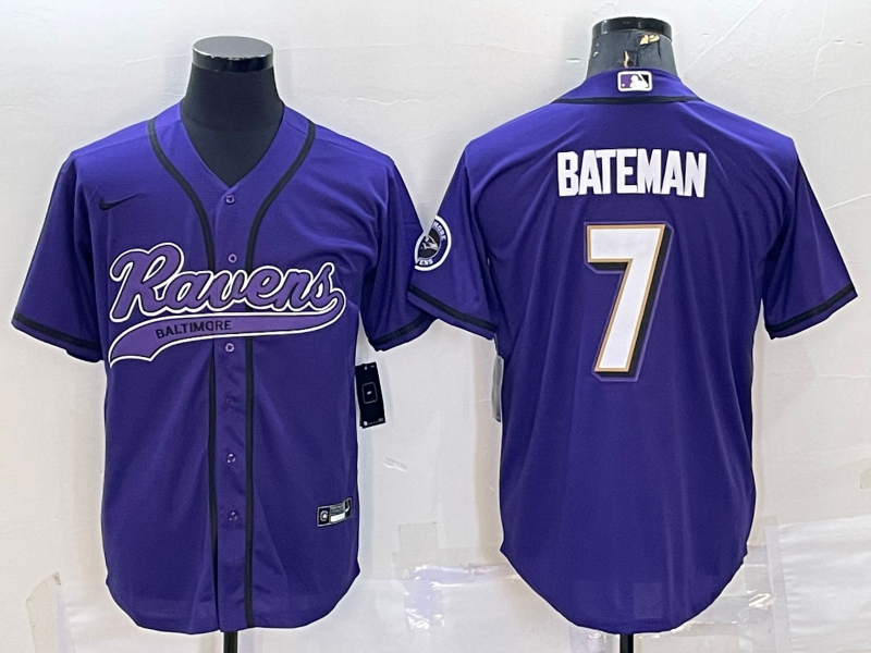 Men's Baltimore Ravens Rashod Bateman #7 Purple Jersey Joint Edition